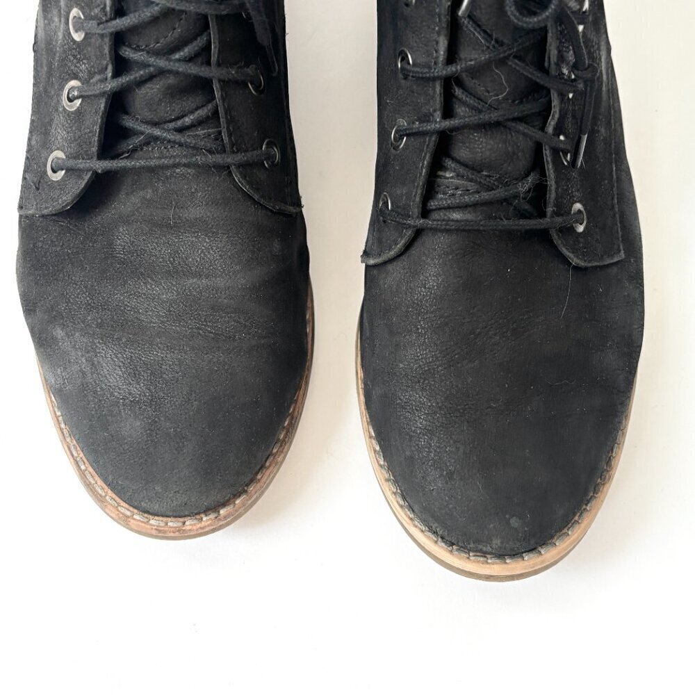 Diba Eli Black Suede Leather Combat Lace Up Women's Booties / Boots - sz 8 - Picture 6 of 16